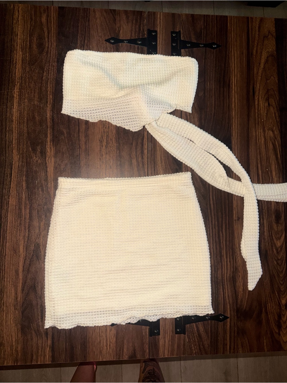Cream Crochet Tube Top and Skirt Set